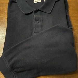 IZOD Men's Dark Navy Collared Long Sleeve Medium Weight 100% Cotton Polo Shirt